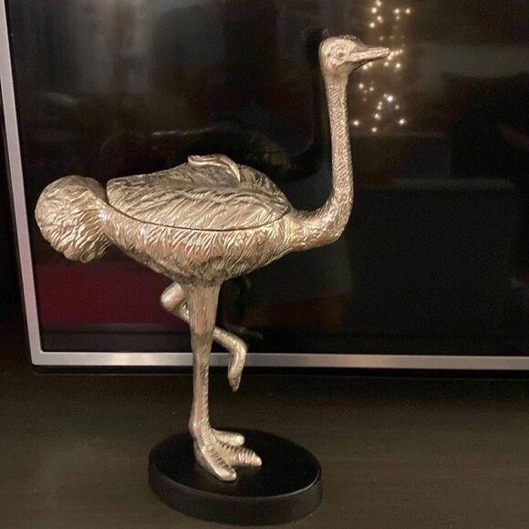 Z Gallerie Silver Ostrich Figurine box - Picture 2 of 9
